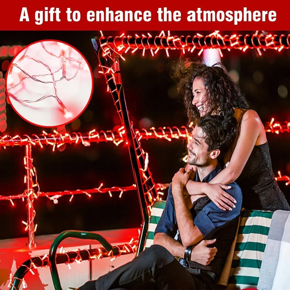 Wastroyal 70ft Red‎ LED String Lights 210LED 8 Modes Outdoor Indoor Halloween